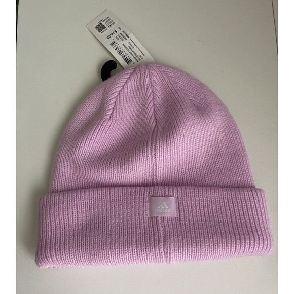 Adidas Women's Beanie Script Fold Orchid Purple Hat Cap Embroidered Logo NEW - Picture 4 of 6